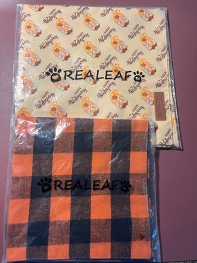 Orange & Black Buffalo Plaid Dog Bandana -